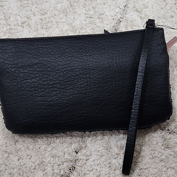 JUICY COUTURE Wristlet black Clutch Pebbled Leather nostalgic luxury Y2K Punk - Picture 3 of 10